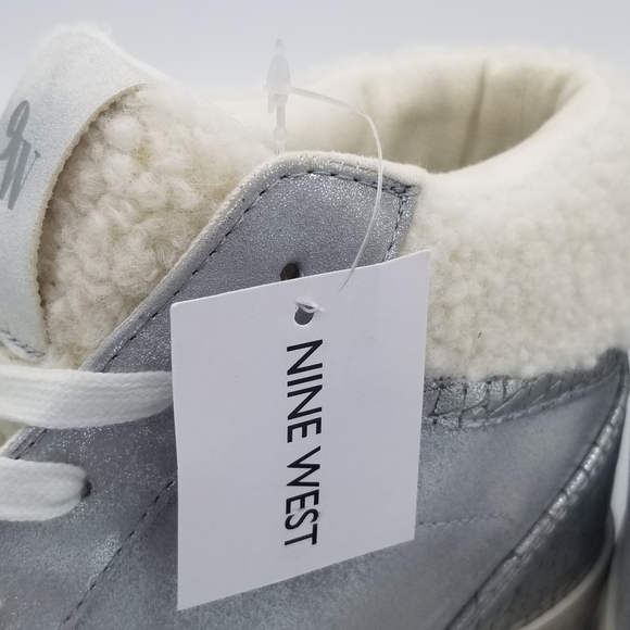 Nine West Stunnah3 High-Top Sneakers, Silver Multi, Faux Fur lined, Women's 11 - Picture 2 of 16